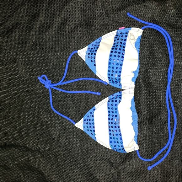 .BLACK FRIDAY SALE - Ron Jon Blue and White Striped String Bikini - Picture 2 of 8